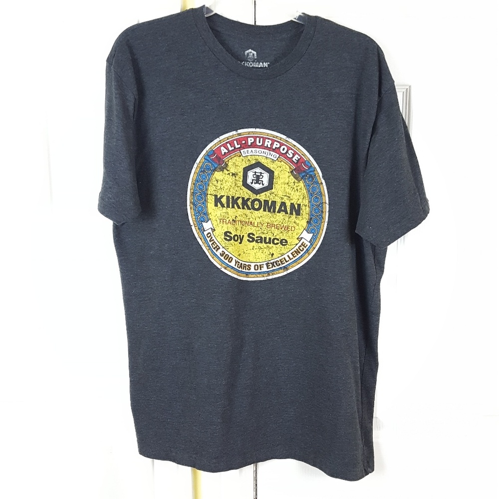 Kikkoman Soy Sauce Gray Graphic Tee Shirt Large